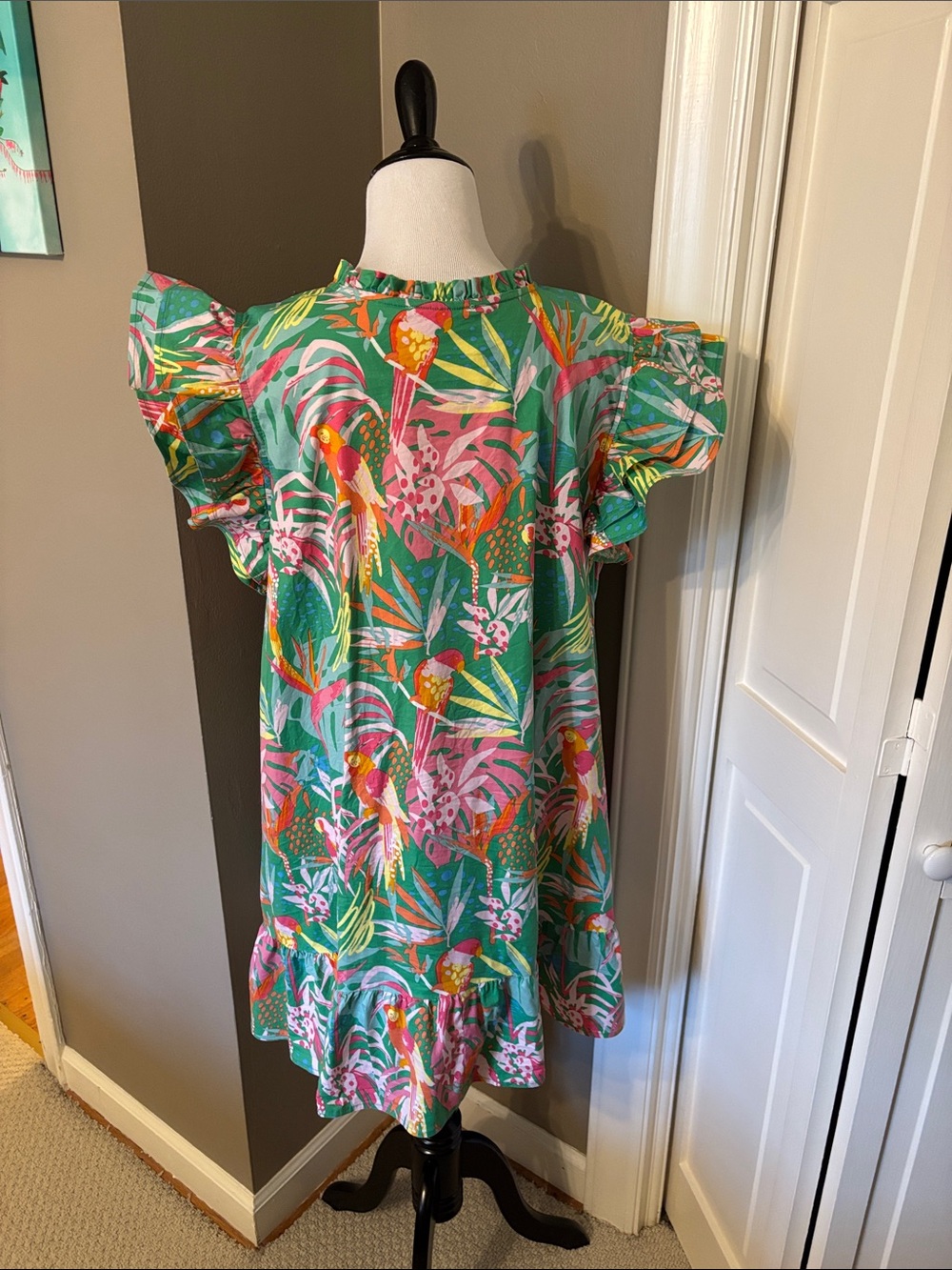 Michelle McDowell Green Tropical Print dress - Picture 3 of 4